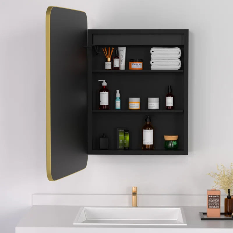 Gold Trimmed LED Mirror for Modern Bathroom