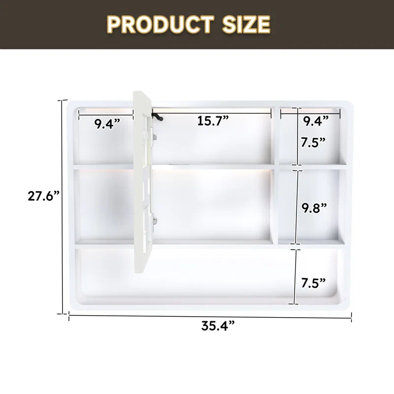 Contemporary LED Mirror with Display Storage and Touch Panel