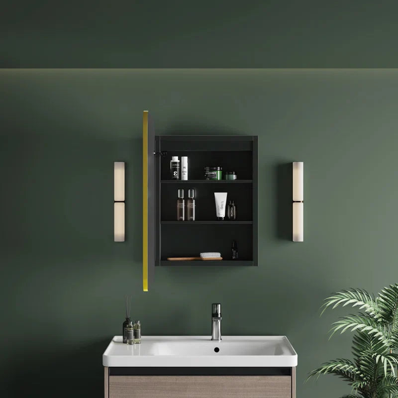 Gold Trimmed LED Mirror for Modern Bathroom